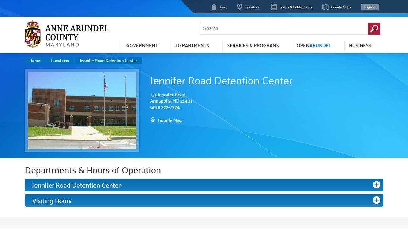 Jennifer Road Detention Center | Anne Arundel County, MD